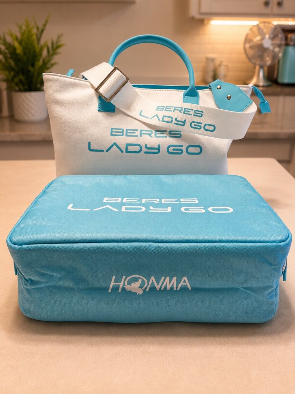 Honma Beres 65th Anniversary Limited Edition Tote & Shoe Bag Set – White/Light B